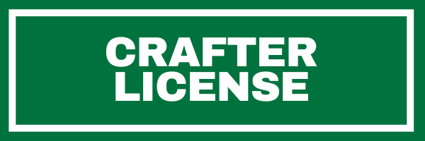 Clickable green button with white border that reads MSU Crafters Trademark License
