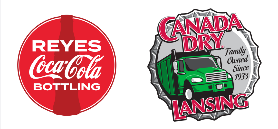Graphic (brand logos): Reyes Coca-Cola Bottling, Canada Dry Family Owned Since 1933 Lansing 