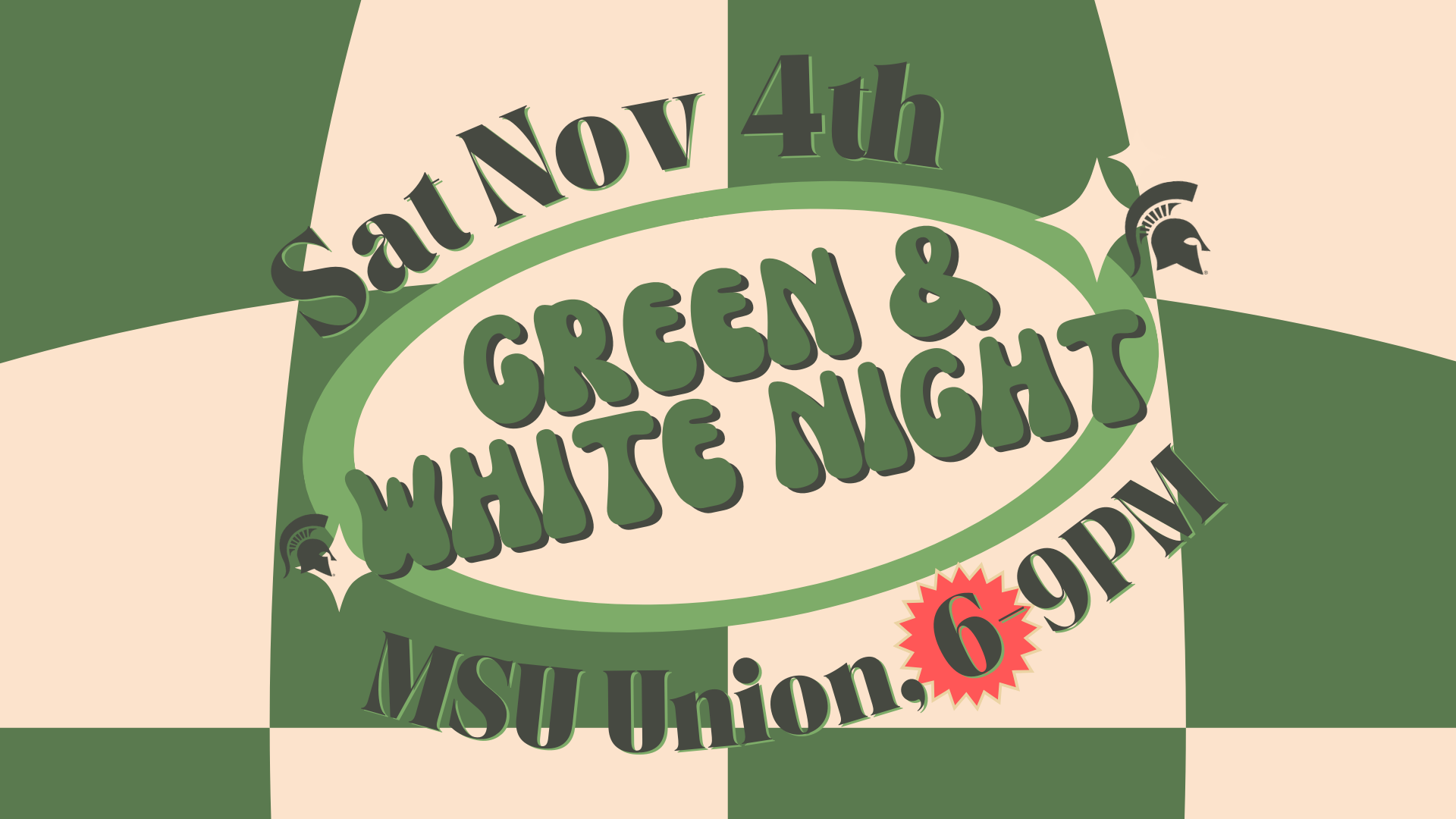 Green and White Night graphic logo in green